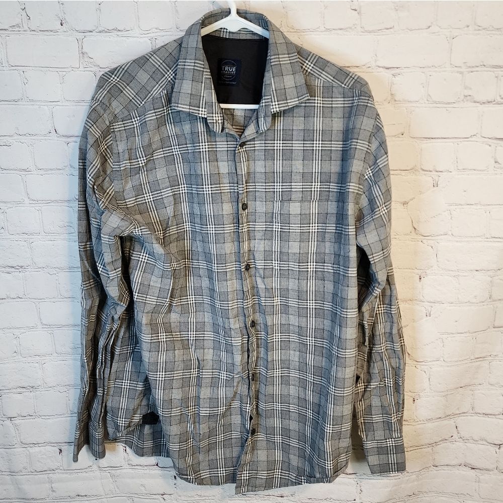 Men's True Measure longsleeve button-down shirt, size Medium